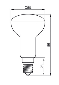 Светодиодная лампа R50 размеры